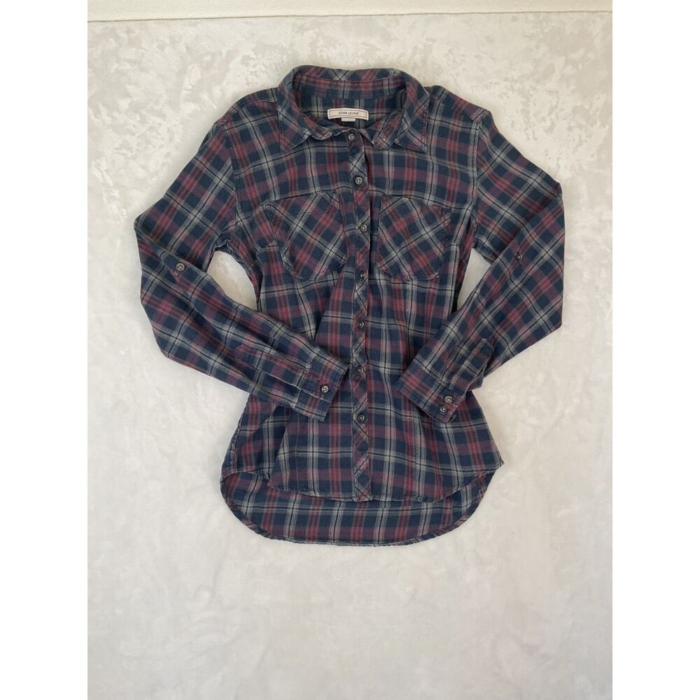 Adam Levine Men's Large Lightweight Flannel Red, Gray & White Long Sleeve Shirt